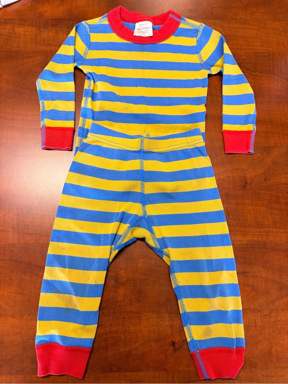 Hanna Andersson CUTEST Yellow & Blue Striped matching set (top & B) long John